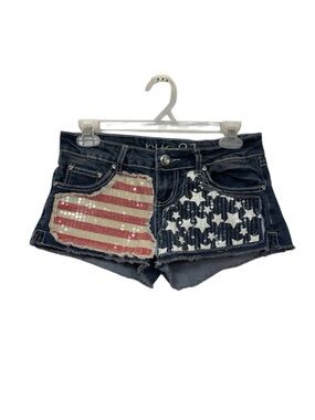Rue 21 Flag Shorts Blue 1 Americana Low Jean Sequin McBling July Star